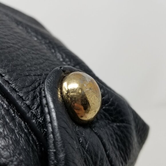 Badgley Mischka Black Leather & Gold Handbag & Crossbody Messenger Bag Handbags - Picture 6 of 16